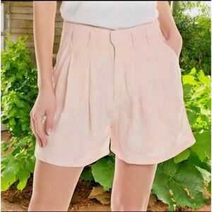FREE PEOPLE Pink Calla‎ Linen Pleated High Rise Trouser Summer Shorts NWT size 0